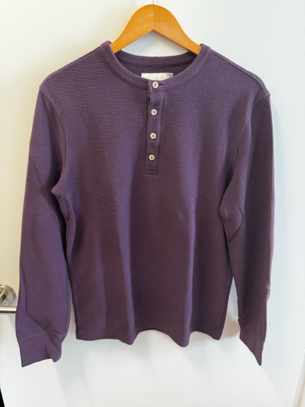 Men's Purple Long-Sleeve Henley Shirt - Goodfellow